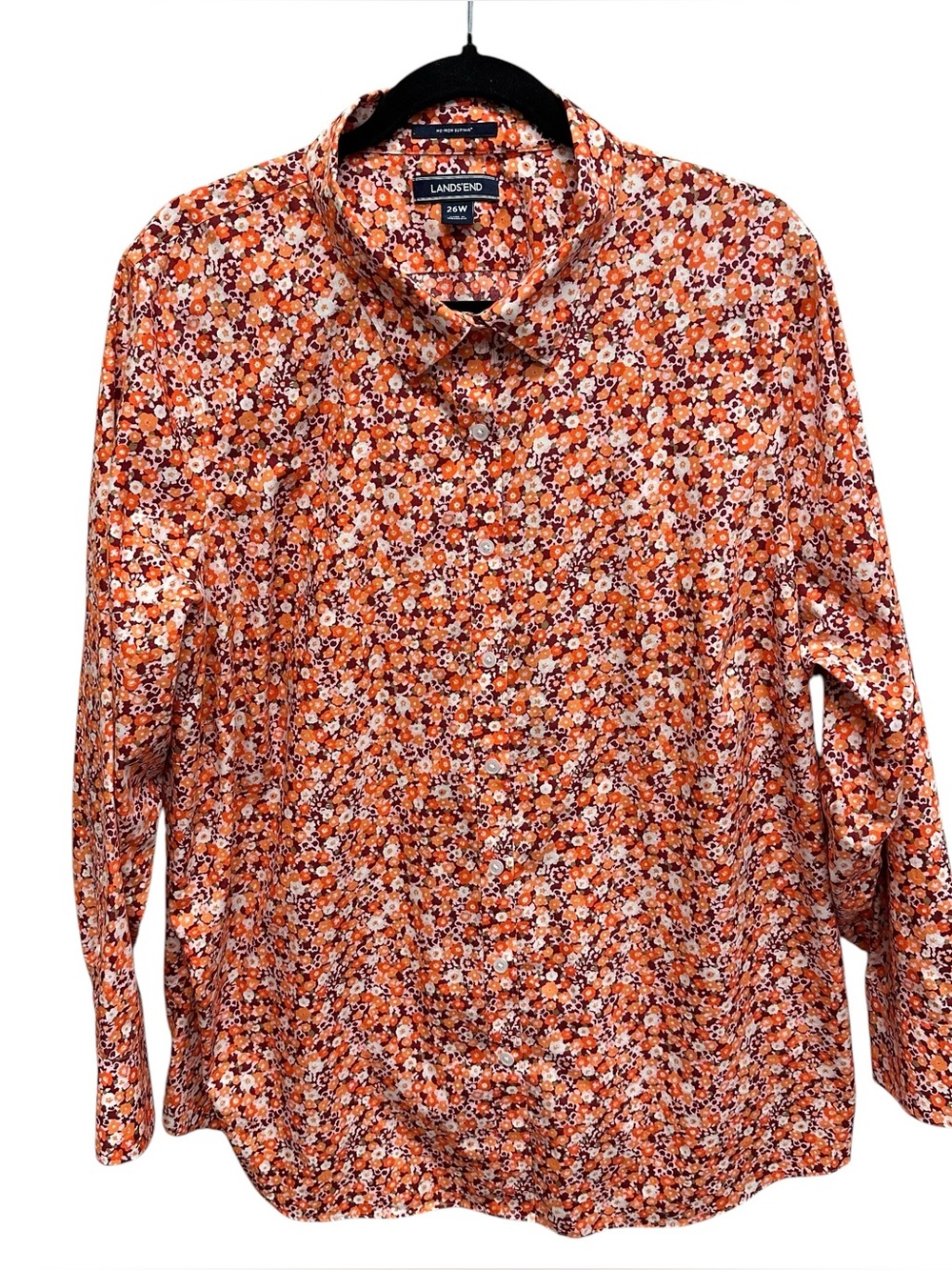 Lands’ End women’s supima cotton floral shirt button up long sleeve 26w